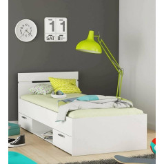 ‎Dmora Dmora - Single Bed Book, Structure of the Storage Bed, Sommier with Cover, Fabric Bed Frame, 204 x 95 x 74 cm, Matt White