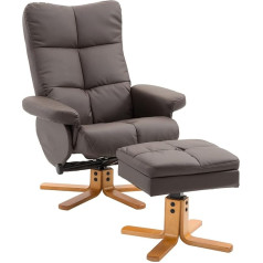 Homcom Reclining Relaxing Television Chair with Stool Wooden Frame 80 x 86 x 99 cm Brown
