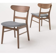 Christopher Knight Home Idalia 298967 Dining Chair Fabric / Walnut Wood Set of 2 Dark Grey