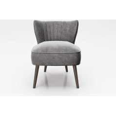 Playboy Velvet Fabric Upholstered Velvet Lounge Chair with Embroidery and Piping Solid Wood Feet Cocktail Chair Grey Charcoal Retro Club Style Lounge Living Room