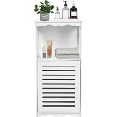 Aynefy Bathroom Cabinet White Corner Cabinet Small Chest of Drawers Slim Modern Bathroom Cabinet with 1 Compartment and 1 Cabinet for Bathroom Living Room Bedroom Hallway 38 x 28 x 80 cm