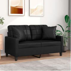 Arkem 2 Seater Sofa with Decorative Cushions Black 120 cm Faux Sofa Bed Small