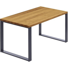 Lamo Manufaktur LOG-01-A-003-7016M Dining Table, Kitchen Table, Coffee Table, Made of Solid Wood, 100 x 60 x 76 cm (AxWxH), Modern, Rustic/Anthracite,