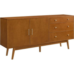 Walker Edison Furniture Company Mid-Century Modern Wooden Kitchen Buffet Sideboard Hallway Serving Cabinet Doors Dining Room Console 70 Inch Acorn