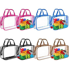 Wensdr Colorful PVC Toy Storage Bags Toiletry Bag Waterproof Kids Zipper Toy Organization Bags for Building Blocks Puzzle Stationery Colorful