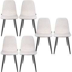 Wafting Dining Room Chairs Set of 6 with Linen Diagonal Stripes Design and Metal Frame, Suitable for Dining Room, Living Room, Kitchen, Bedroom and Reception Rooms, Beige
