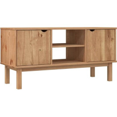 Vidaxl TV Cabinet TV Furniture Lowboard TV Table Side Cabinet HiFi Cabinet with Shelf 2 Compartments 113.5 x 43 x 57 cm Solid Pine Wood