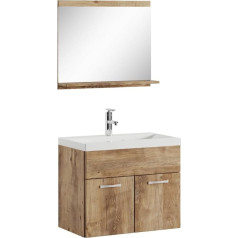 Badplaats B.v. Montreal 02 Bathroom Furniture Set, 60 cm, Wash Basin, Chestnut Oak - Base Cabinet, Vanity Unit, Mirror Furniture