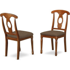 East West Furniture NAC-SBR-C Napoleon Wooden Dining Chair - Linen Seat and Saddle Brown Hardwood Frame - Set of 2