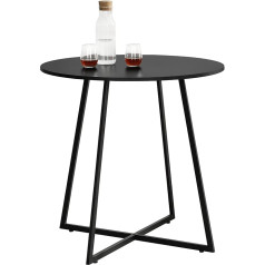 [En.casa] Vaggeryd Kitchen Table 78 x 80 cm Dining Room Table Metal Frame Black
