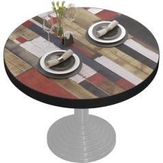 Ggmmöbel GGMMÖBEL Brasil Table Top, Diameter 80 cm, Vintage Colourful, Wooden Top, Perfect for Folding Coffee Table, Kitchen Table, Dining Table, ABS Edge, HPL Coated, Restaurant, Cafe, Bar