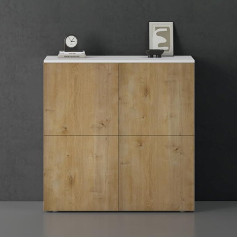 Doporro Sideboard Chest of Drawers 100 cm in Matt White and Core Oak Storage Cabinet Floor Standing for Your Living Area Lots of Storage Space Cabinet 04