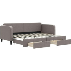 Vidaxl Day Bed, Extendable Sofa Bed with Drawers, Sofa Bed, Guest Bed for Bedroom, Living Room, Sofa Bed, Pull-Out Bed, Taupe 80 x 200 cm Fabric