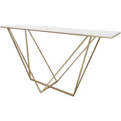 Generisch Schmaler Flurkonsolentisch mit moderner Marmorplatte 80 cm Gold Sofatisch für Wohnzimmer
