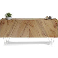 Mobili Fiver , Emma 4-Door Sideboard with White Legs, Rustic Oak, Made in Italy