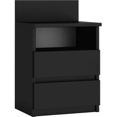 CDF M1 Malwa Bedside Table | Colour: Black | Ideal for Bedrooms, Children's Rooms, Teenagers | Easy Assembly | Two Spacious Drawers | Handle-Free Drawers