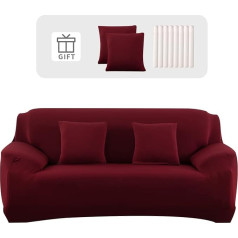 ‎Lydevo Lydevo Sofa Cover 3-Seater Stretch Sofa Cover Elastic Sofa Cover Spandex Sofa Cover with 2 Cushion Covers Non-Slip Washable Sofa Protection Cover Couch Red Wine