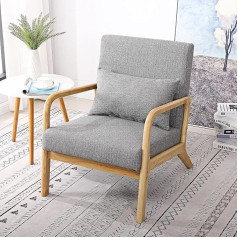 Youhauchair Living Room Armchair, Wooden Modern Upholstered Chair, Lounge Chair, Grey Lounge Chair, Living Room Armchair, Bedroom