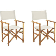 Beliani Two stylish director's chairs made of light acacia wood with cream-white cushions Cine