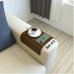 Ultimate Premium Products Wooden Sofa Tray, Armrest Tray, Table for Couch, Foldable Flexible Sofa Tray with 15.8 x 11 Inch, Snacks, Remote Control or Phone Holder, Rose, Pack of 2
