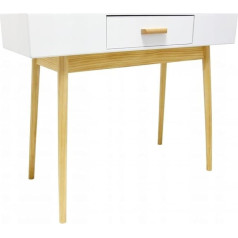 Vbchome Console Table 100 x 40 x 79 cm White Wood Colours 1 Drawer Wood-like Living Room Bedroom Side Table Feet Storage Shelf Scandinavian Style