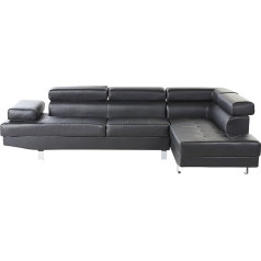Beliani Norrea 5-Seater Corner Sofa Faux Leather Black with Chaise Longue Left Modern