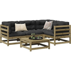 Homgoday 5-teiliges Gartensofa-Set mit Kissen aus imprägniertem Kiefernholz, Outdoor-Sofas für den Garten, Set für den Außenbereich, Gartenmöbel-Set