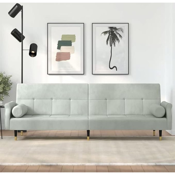 Ciadaz Sofa Bed, Couch, Sofa Bed, Sitting Area Living Room Sofa, Living Room Sofa, Living Room Sofa, Sofa Guest Room with Cushion, Light Grey Velvet