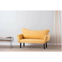 Dmora Aquilonis 2-Seater Sofa Bed, Convertible Sofa, Linear Fabric Structure, Sleeping Chair with Storage Space, 140 x 65 x 70 cm, Yellow