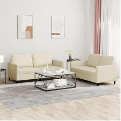 LAPOOH 3201751 2-Piece Sofa Set with Cushion Cream Faux Leather, Lounge Sofa, Sofas & Couches, Relax Sofa, Couch for Living Room, Couch with