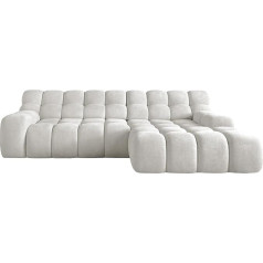 Domimeble DomoHome Campile Big Corner Sofa with Sleep Function Sofa Modern Couch Corner Couch Living Room Furniture Extendable Seat Sofa L Shape Right Size: 85 x 288 x 119 cm Fabric: Eden 1 Colour: Ash