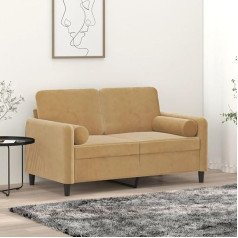Cinderful 2-Sitzer-Sofa mit Zierkissen Braun 120 cm Samt,Hochwertiges 2SitzerSofa in Samtoptik Gemütliche Couch mit Zierkissen für Wohnzimmer und Büro Möbel, Wohnzimmer