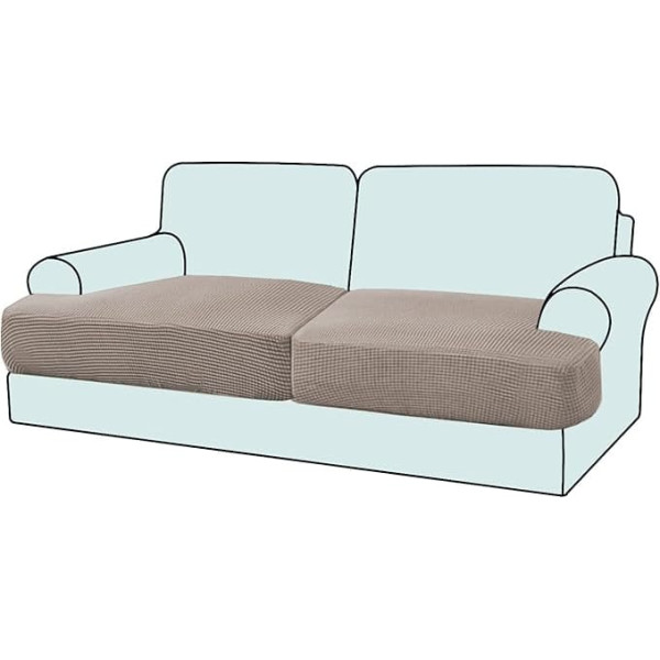 ‎Gamukai GAMUKAI Set of 2 Stretch T-Cushion Sofa Protective Covers Single Sofa Cushion Covers for 2 Cushions, Couch, Seat Cushion Covers (2, Taupe)
