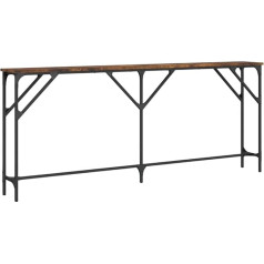 Vidaxl Console Table, Side Table with Metal Frame, Living Room Table with Adjustable Legs, Storage Table, Hallway Table, Smoked Oak Wood Material