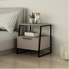 Dmora - Dubhe Bedside Table, Low Chest of Drawers, Table, Multifunctional Bedside Table, 45 x 40 x 50 cm, Dove