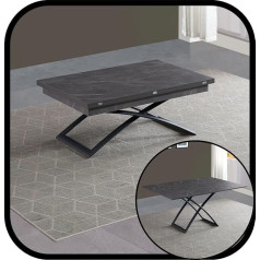 Volero' Odisseo Space Saving Convertible Table, Lift Mechanism with Millimetre Height Adjustment (Concrete Grey)