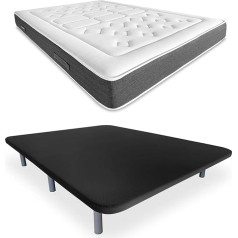 ‎Duérmete Online Duérmete Online 3D Padding Reinforced Noise Free 5 Reinforcement Bars Viscoelastic Bio Nature + 6 Metal Feet 27 cm 105 x 190 Black