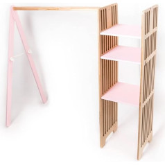 Ewart Woods Children's Wooden Clothes Rack, Wardrobe, Children's Dressing Storage, Toddler Wardrobe, Montessori Room Furniture (Pink Wardrobe)