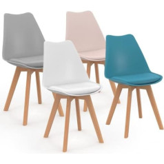 Idmarket - Set of 4 Sara Mix Color Chairs, Pink, White, Light Grey, Blue