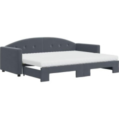 Vidaxl Day Bed, Extendable Sofa Bed with Mattresses, Sofa Bed, Guest Bed for Bedroom, Living Room, Sofa Bed, Trundle Bed, Dark Grey, 80 x 200 cm, Velvet