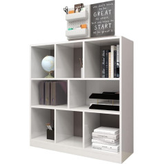 Coemo Room Divider Split Bookcase White Office Shelf 3 Tier Cube Shelf with 8 Compartments Standing Shelf Filing Shelf 100 x 30 x 106 cm