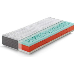 Marcapiuma Celebration Single Mattress Latex Gel 80 x 200 h 23 cm Orthopaedic 2-in-1 Hardness H3 Firm 9 Zones Viscom Mattress Removable Cover Silver and Carbon Fibre Against Mites Breathable Made in