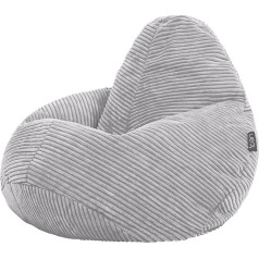 Icon Dalton Children's Bean Bag, Grey, Children's Corduroy, with Filling, Children's Room, Bean Bag Bedroom, Living Room