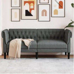 LAPOOH Chesterfield 372548 2-Seater Sofa Dark Grey Fabric, Lounge Sofa, Sofas & Couches, Relax Sofa, Couch for Living Room, Couch with Sleep Function