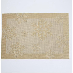 Amdxd 2er Set Tischsets Platzsets Boho Quadratisch, 70% PVC+30% PET Platzsets Weihnachten Abwaschbar Rechteckig mit Schneeflocke Muster Hitzebeständige, Tischuntersetzer Gold für Esstisch, 45x30CM