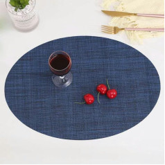 Amdxd Tischsets Weihnachten Modern Oval 2er Set, 70% Vinyl 30% Polyester Platzsets Abwaschbar Für Weihnachten Oval mit Horizontale Streifen Anti-Rutsch, Tisch-Sets Marineblau, 45x32.5CM