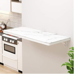 Generisch Schwebender Klapptisch aus gehärtetem Glas mit weißem Marmormuster, Wandmontage, für Zuhause, Büro und Bar