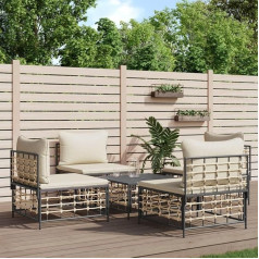 Bukscyjs Small Sofa, Couch with Sleep Function, 5-Piece Garden Lounge Set with Cushions, Anthracite Poly Rattan, Suitable for Living Room, Bedroom, Lounges, Reception Rooms, Entrance Areas