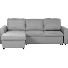 Beliani Nesna Modern Corner Sofa with Storage Space Upholstered Cover Light Grey Right Side