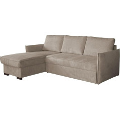 Mirjan24 Moisy Corduroy Corner Sofa, Design Corner Sofa, Couch with Sleep Function and Bed Box, Multifunctional Living Landscape, L-Shape Sofa with Bed Function, Universal Ottoman (Poso 02)